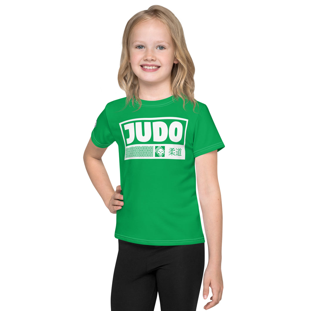 Sun-Safe Fun: Girl's Short Sleeve Judo Rash Guard - Jade Exclusive Girls Judo Kids Rash Guard Short Sleeve