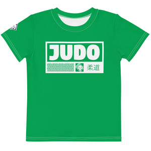 Sun-Safe Fun: Girl's Short Sleeve Judo Rash Guard - Jade Exclusive Girls Judo Kids Rash Guard Short Sleeve