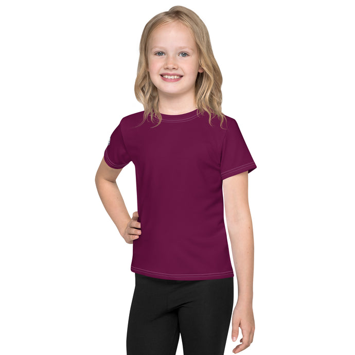 Sunny Day Essential: Girls Short Sleeve Solid Color Rash Guard - Tyrian Purple Exclusive Girls Kids Rash Guard Running Short Sleeve Solid Color Swimwear