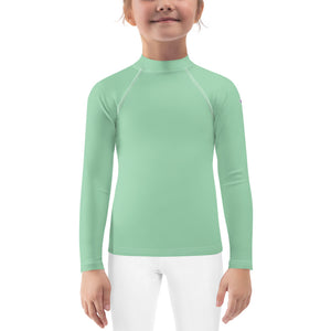 Sunny Days: Girls' Solid Color Rash Guards with Long Sleeves - Vista Blue