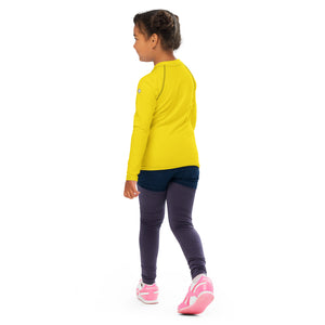 Sunshine and Style: Kid's Solid Color Rash Guards for Girls - Golden Sun