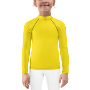 Sunshine and Style: Kid's Solid Color Rash Guards for Girls - Golden Sun