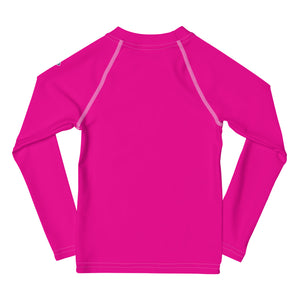 Sunshine Style: Girls' Solid Color Long Sleeve Rash Guards - Hollywood Cerise Exclusive Girls Kids Long Sleeve Rash Guard Solid Color