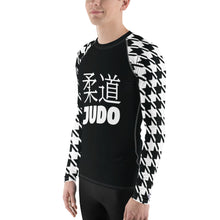 Tactical Triumph: Long Sleeve Classic Judo Houndstooth BJJ Rash Guard for Men Noir Exclusive Houndstooth Judo Long Sleeve Mens Rash Guard