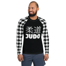 Tactical Triumph: Long Sleeve Classic Judo Houndstooth BJJ Rash Guard for Men Noir Exclusive Houndstooth Judo Long Sleeve Mens Rash Guard