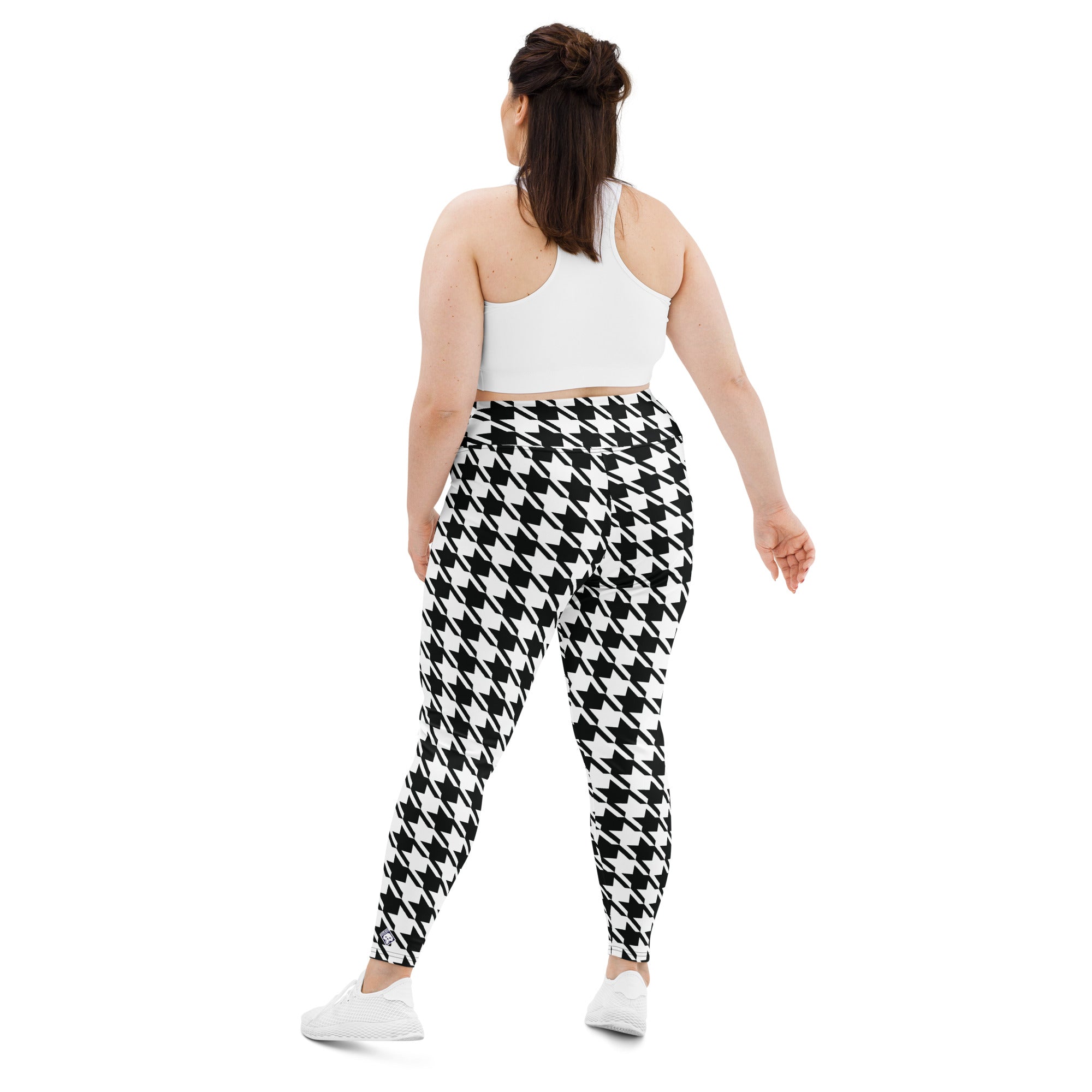 Floerns Women's Plus Size Plaid Houndstooth Elastic Waist Skinny L