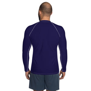 Timeless Comfort: Solid Color Rash Guard for Men - Midnight Blue Exclusive Long Sleeve Mens Rash Guard Solid Color