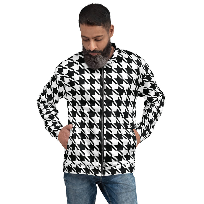 Timeless Elegance: Men's Classic Houndstooth Bomber 002 Bomber Exclusive Houndstooth Jackets Mens