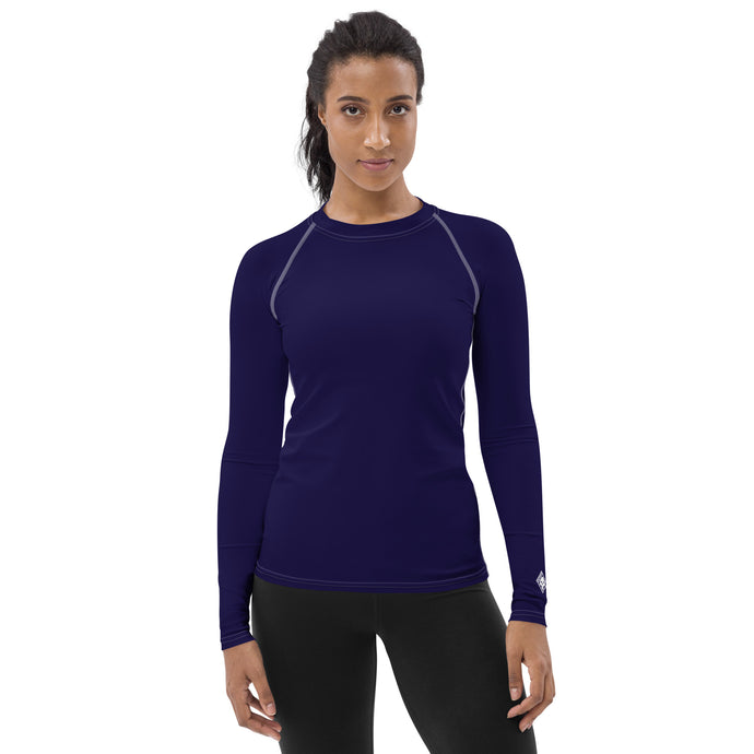 Timeless Style: Solid Color Rash Guard for Women - Midnight Blue Exclusive Long Sleeve Rash Guard Solid Color Womens