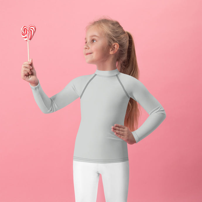 Tiny Trendsetter: Girls' Long Sleeve Solid Color Rash Guards - Smoke Exclusive Girls Kids Long Sleeve Rash Guard Solid Color
