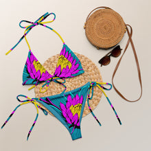 Trendy Petals: Women's Dahlia Print 001 String Bikini Beach Bikini Exclusive Swimwear Womens