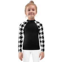 Trendy Training Gear: Houndstooth Long Sleeve Rash Guard for Girls Exclusive Girls Houndstooth Kids Long Sleeve Rash Guard