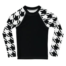 Trendy Training Gear: Houndstooth Long Sleeve Rash Guard for Girls Exclusive Girls Houndstooth Kids Long Sleeve Rash Guard