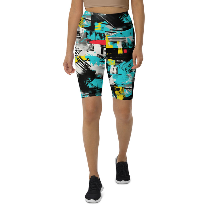 Tropical Tempo: Women's Mile After Mile Biker Shorts - Tropical Thunder 001
