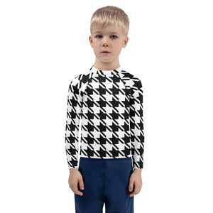 Ultimate Performance: Boy's Houndstooth Long Sleeve BJJ Rash Guard Boys Exclusive Houndstooth Kids Long Sleeve Rash Guard Swimwear