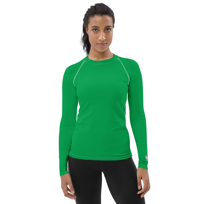 Understated Elegance: Solid Color Long Sleeve Rash Guard for Women - Jade Exclusive Long Sleeve Rash Guard Solid Color Swimwear Womens