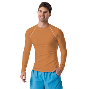 Understated Style: Solid Color Rash Guard for Men - Raw Sienna