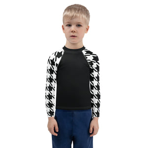 Unleash Your Potential: Boy's Houndstooth BJJ Rash Guard - Long Sleeve Boys Exclusive Houndstooth Kids Long Sleeve Rash Guard Swimwear