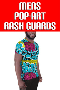Upgrade Your Training Gear with Men's Pop Art BJJ Short Sleeve Rash Guard - Dahlia Print 002 - Soldier Complex