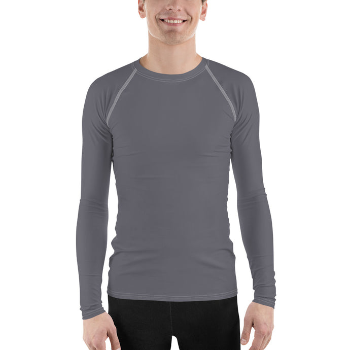 Urban Adventure: Men's Solid Color Long Sleeve Rash Guard - Charcoal Exclusive Long Sleeve Mens Rash Guard Solid Color Swimwear