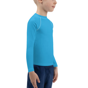 Urban Explorer: Boys' Solid Color Rash Guards for Adventures - Cyan Boys Exclusive Kids Long Sleeve Solid Color Swimwear