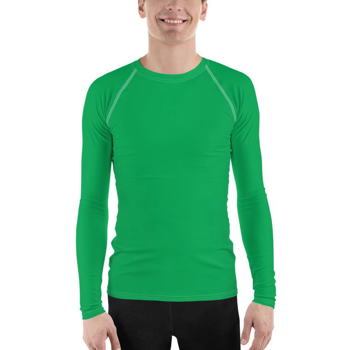 Urban Sophistication: Solid Color Rash Guard for Men - Jade Exclusive Long Sleeve Mens Rash Guard Solid Color Swimwear