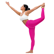 Versatile Style: Women's Solid Color Workout Yoga Pants - Hollywood Cerise