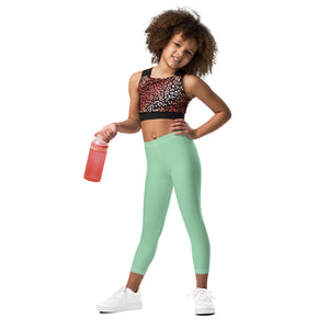 Vivid Vibes: Girls' Solid Color Workout Leggings - Vista Blue Exclusive Girls Kids Leggings Solid Color