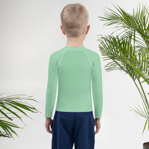 Wave Rider Essential: Solid Color Rash Guards for Young Boys - Vista Blue