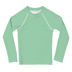 Wave Rider Essential: Solid Color Rash Guards for Young Boys - Vista Blue