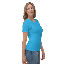 Women's BJJ Rash Guard - Short Sleeve, Durable Solid Color Fabric - Cyan