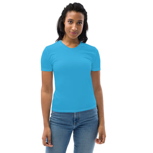 Women's BJJ Rash Guard - Short Sleeve, Durable Solid Color Fabric - Cyan