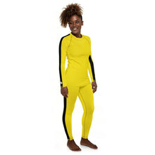 Martial Arts Elegance: Women's Bruce Lee Game of Death and Kill Bill Inspired Long Sleeve Rash Guard and Yoga Pants Set