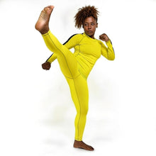 Martial Arts Elegance: Women's Bruce Lee Game of Death and Kill Bill Inspired Long Sleeve Rash Guard and Yoga Pants Set