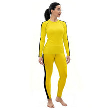 Martial Arts Elegance: Women's Bruce Lee Game of Death and Kill Bill Inspired Long Sleeve Rash Guard and Yoga Pants Set