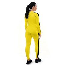 Martial Arts Elegance: Women's Bruce Lee Game of Death and Kill Bill Inspired Long Sleeve Rash Guard and Yoga Pants Set