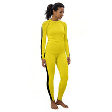 Martial Arts Elegance: Women's Bruce Lee Game of Death and Kill Bill Inspired Long Sleeve Rash Guard and Yoga Pants Set
