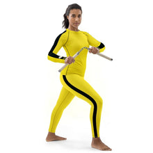 Martial Arts Elegance: Women's Bruce Lee Game of Death and Kill Bill Inspired Long Sleeve Rash Guard and Yoga Pants Set