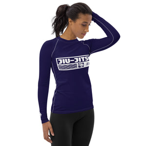 Womens Long Sleeve BJJ Rash Guard - Jiu-Jitsu 002 - Midnight Blue BJJ Exclusive Jiu-Jitsu Long Sleeve Rash Guard Womens