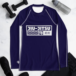 Womens Long Sleeve BJJ Rash Guard - Jiu-Jitsu 002 - Midnight Blue BJJ Exclusive Jiu-Jitsu Long Sleeve Rash Guard Womens