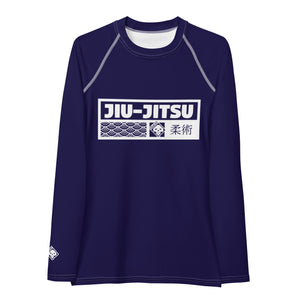 Womens Long Sleeve BJJ Rash Guard - Jiu-Jitsu 002 - Midnight Blue BJJ Exclusive Jiu-Jitsu Long Sleeve Rash Guard Womens