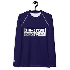 Womens Long Sleeve BJJ Rash Guard - Jiu-Jitsu 002 - Midnight Blue BJJ Exclusive Jiu-Jitsu Long Sleeve Rash Guard Womens