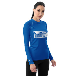 Womens Long Sleeve BJJ Rash Guard - Jiu-Jitsu 004 - Azul BJJ Exclusive Jiu-Jitsu Long Sleeve Rash Guard Womens