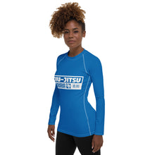 Womens Long Sleeve BJJ Rash Guard - Jiu-Jitsu 004 - Azul BJJ Exclusive Jiu-Jitsu Long Sleeve Rash Guard Womens