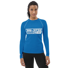 Womens Long Sleeve BJJ Rash Guard - Jiu-Jitsu 004 - Azul BJJ Exclusive Jiu-Jitsu Long Sleeve Rash Guard Womens