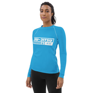 Womens Long Sleeve BJJ Rash Guard - Jiu-Jitsu 005 - Cyan BJJ Exclusive Jiu-Jitsu Long Sleeve Rash Guard Womens