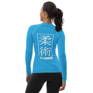 Womens Long Sleeve BJJ Rash Guard - Jiu-Jitsu 005 - Cyan BJJ Exclusive Jiu-Jitsu Long Sleeve Rash Guard Womens