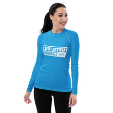 Womens Long Sleeve BJJ Rash Guard - Jiu-Jitsu 005 - Cyan BJJ Exclusive Jiu-Jitsu Long Sleeve Rash Guard Womens