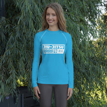 Womens Long Sleeve BJJ Rash Guard - Jiu-Jitsu 005 - Cyan BJJ Exclusive Jiu-Jitsu Long Sleeve Rash Guard Womens