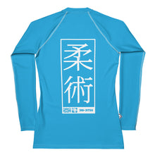 Womens Long Sleeve BJJ Rash Guard - Jiu-Jitsu 005 - Cyan BJJ Exclusive Jiu-Jitsu Long Sleeve Rash Guard Womens